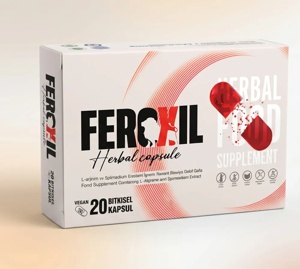 Feroxil kutusu: L-arjinin ve Epimedium ekstresi içeren 20 vegan bitkisel kapsül